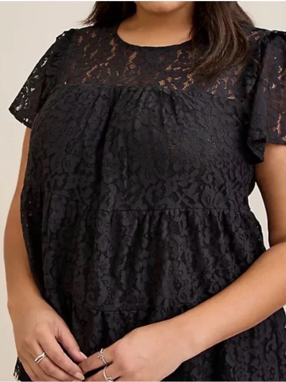 torrid Black Floral Lace Babydoll Short-Sleeve Blouse sz 2X